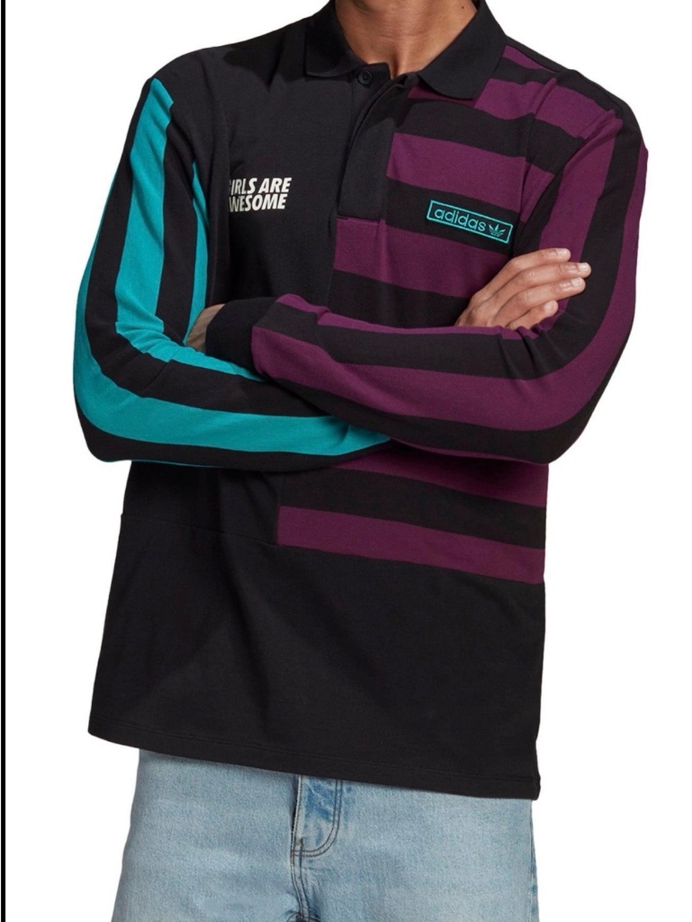 Adidas x Girls Are Awesome Rugby Polo Shirt Long Sleeve - Size Large